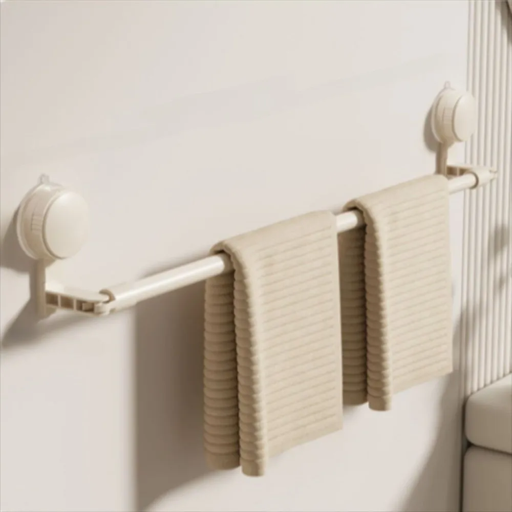 

Retractable Suction Cup Towel Pole Nail Free Installation Single-rod Shoe Storage Shelf Towel Hanger Wall Mounted