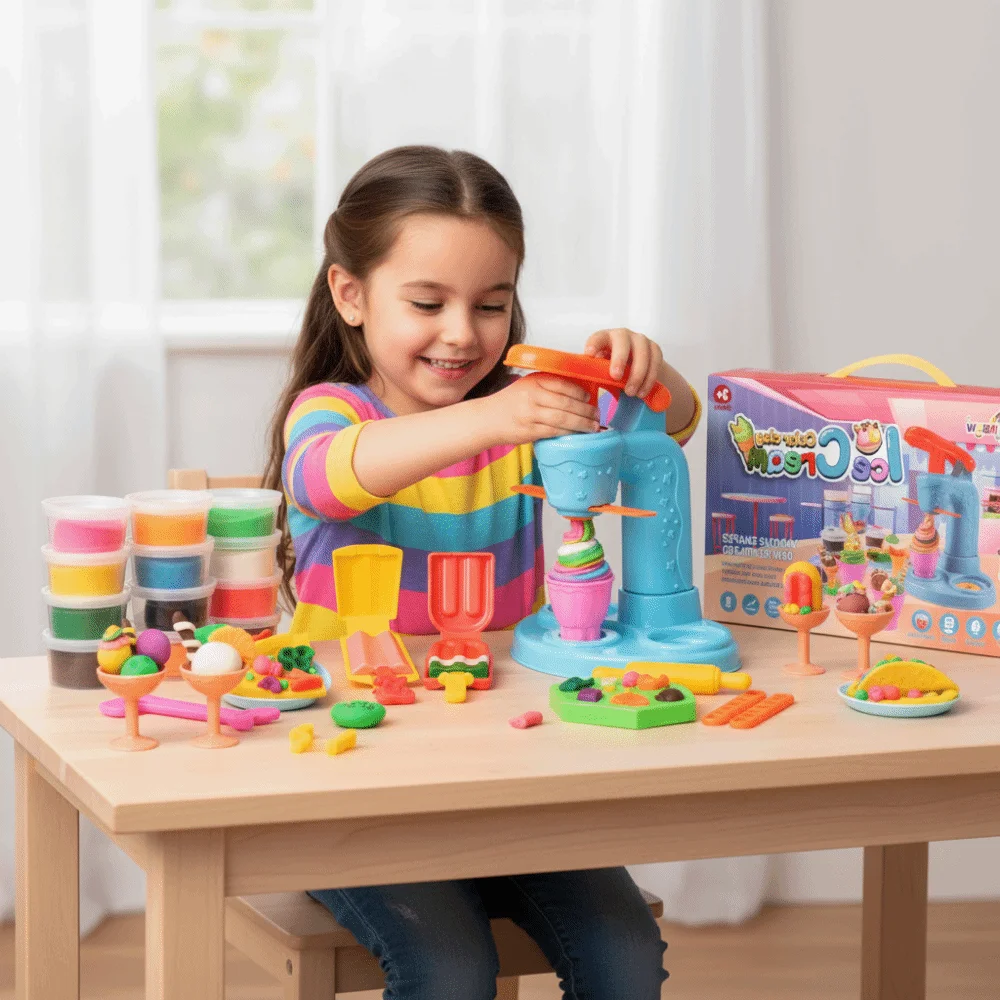 Multicolor Clay Molds Set Plastic DIY Accessories Simulation Kitchen Ice Cream Machine Noodles Machine Rubber Clay Mold Kits
