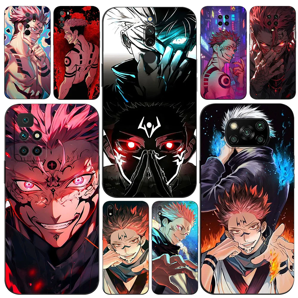 Funda de tpu negra para Xiaomi Redmi 9T Note 9T Note 10 8 8T 7 5G 4G Pro 10S Jujutsu Kaisen Sukuna