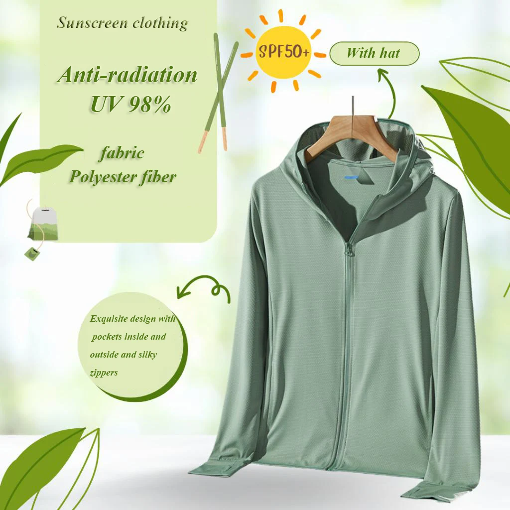 Upf50 + baju tabir surya wanita, baju lengan panjang Anti-Ultraviolet pelindung matahari untuk pria, baju tabir surya bersirkulasi