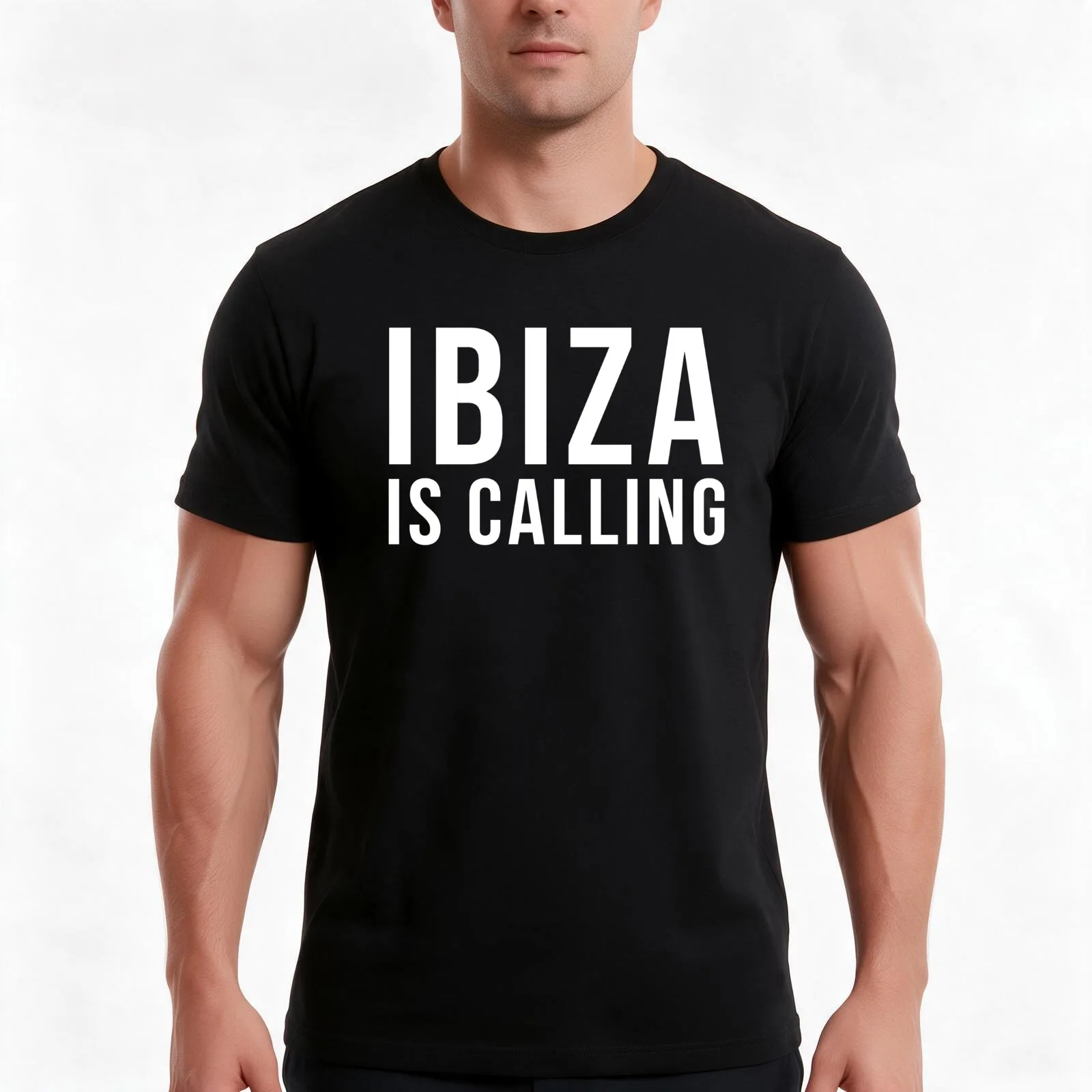 Ibiza Is Calling 2 Music Quote T-Shirt, Summer Casual Cotton Tee, Oversized Streetwear Tops, Vintage Graphic Print, 100% Cotton