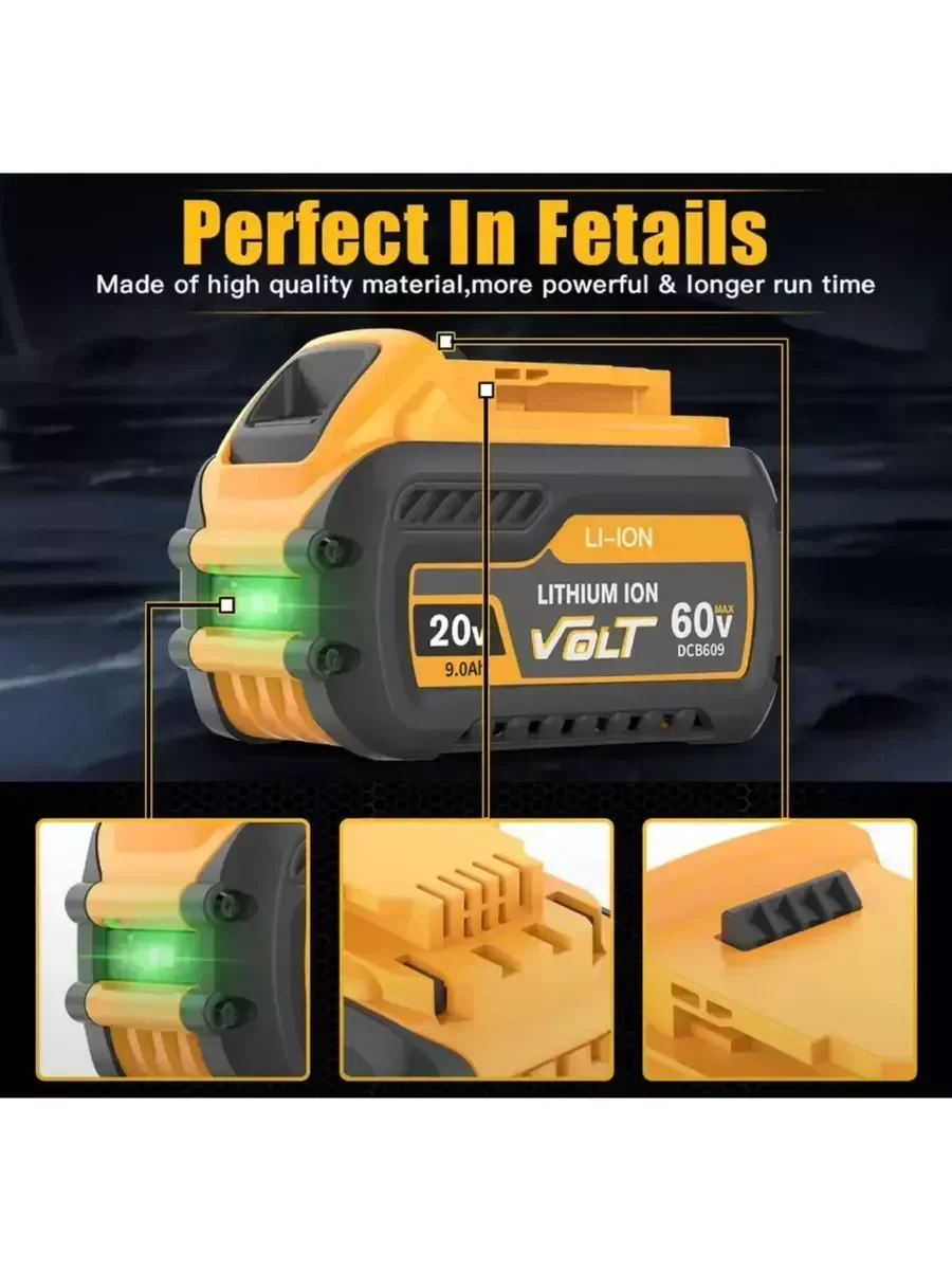 

9000mAh For Dewalt DCB609 DCB606 DCB612 20V Replacement Battery with For Dewalt FlexVolt 120V 60V 20V Tools Battery