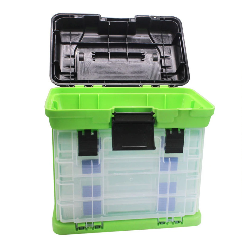 4 طبقات صندوق معالجة الصيد مع قفل كليب لصيد الأسماك والإكسسوارات صندوق الأظافر أداة محمولة الصناديق الأحمر + جديد