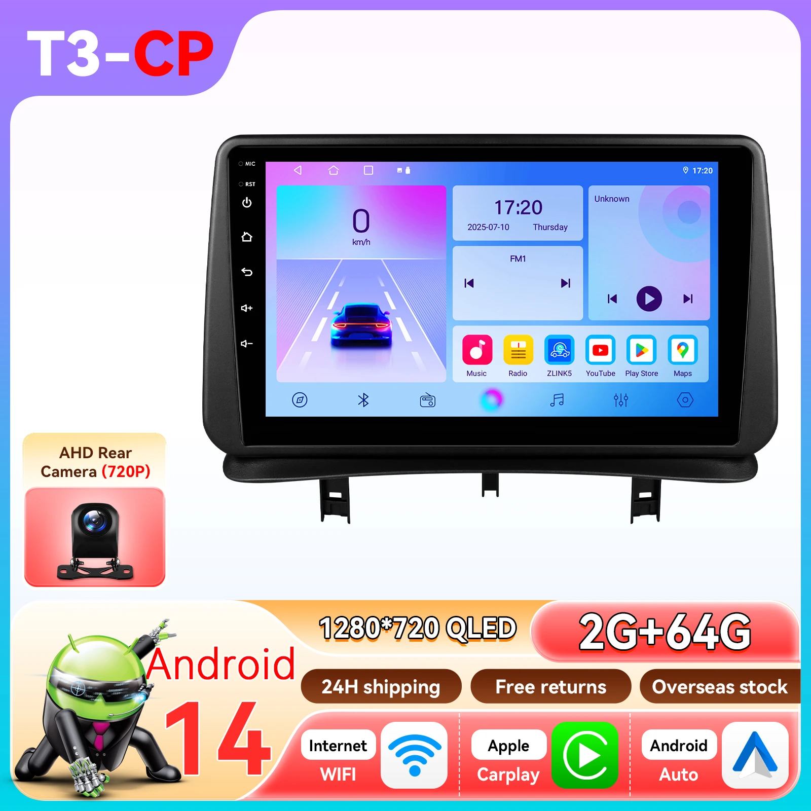 Autoradio Android voor Renault CLIO 3 2005-2014 Carplay Auto Multimedia Speler Intelligente Autoradio GPS WIFI door Snapdragon 6115