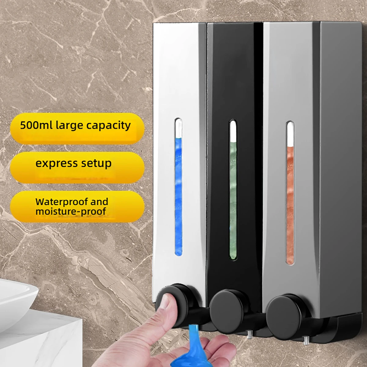 For 500ML soap dispenser wall mounted manual press soap box hand soap bottle large capacity shampoo shower gel bottle