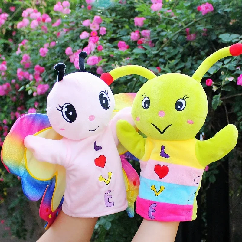 

Plush Animal Hand Puppets Toys Animal Gloves Cute Butterfly Snail Dolls Soothing Interactive Hand Puppets Early Child Education