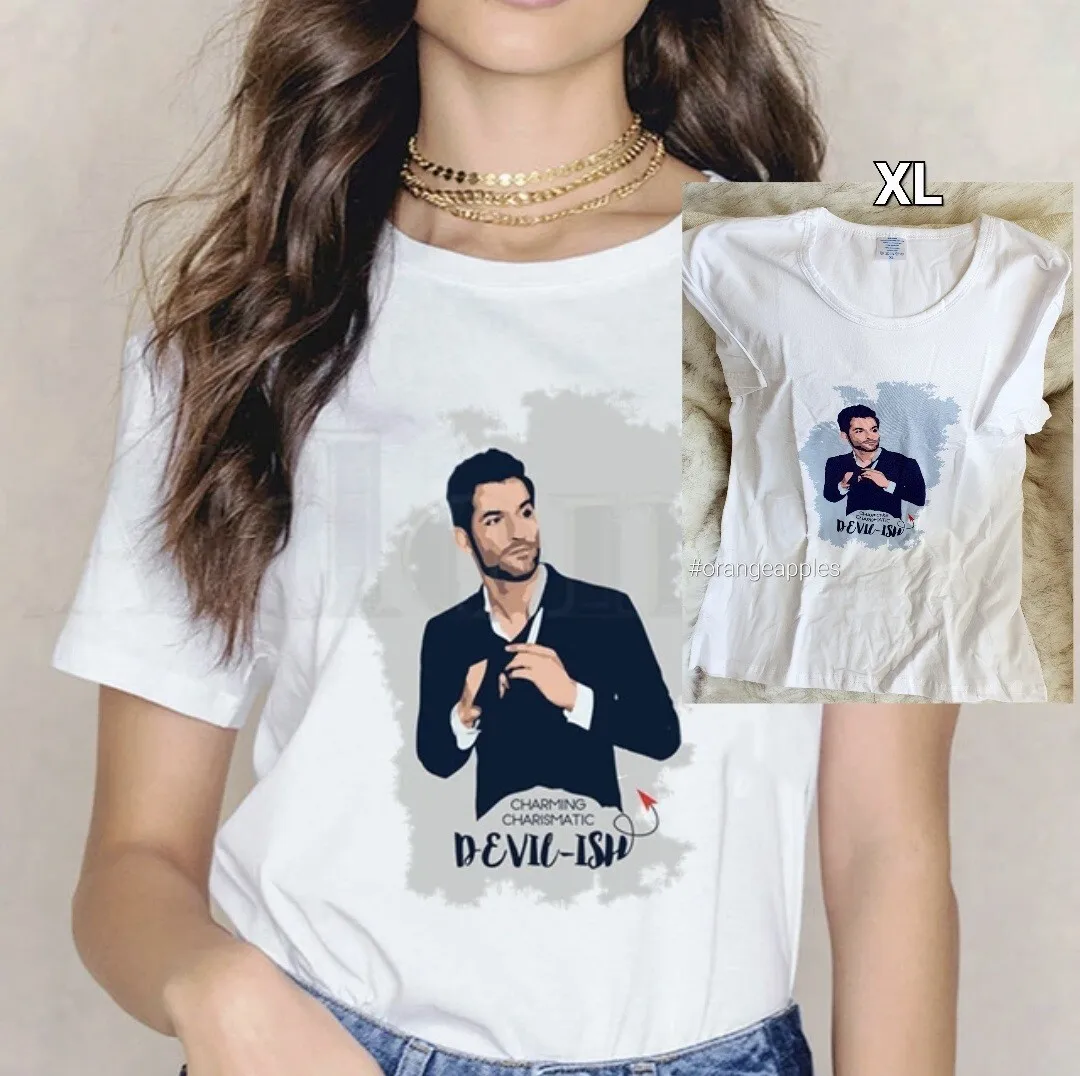 LUCIFER TV MorningStar TShirt Tee CHARMING CHARISMATIC DEVIL ISH LXL Women UK
