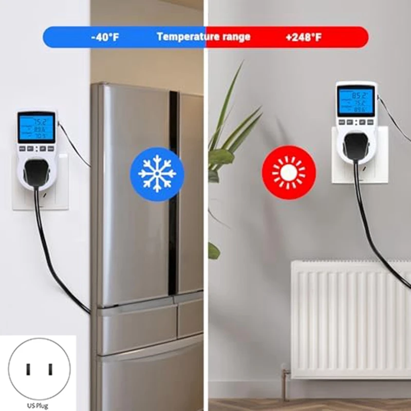 1 Stück Plug-in Thermostat Temperatur regler Buchse Heizung Kühlung Steuerung Timer 1800W 110V 15a Hintergrund beleuchtung Display abs us Stecker