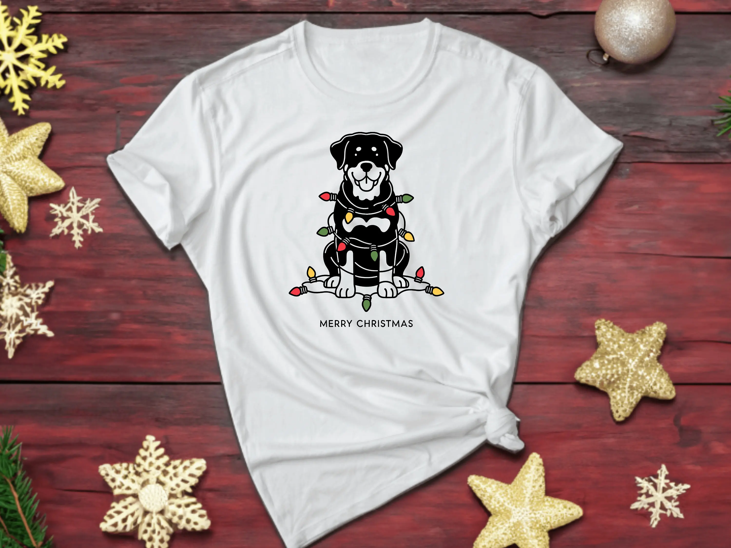 Rottweiler T Shirt Dog Lover Pet Holiday Top Xmas Festive Rottie