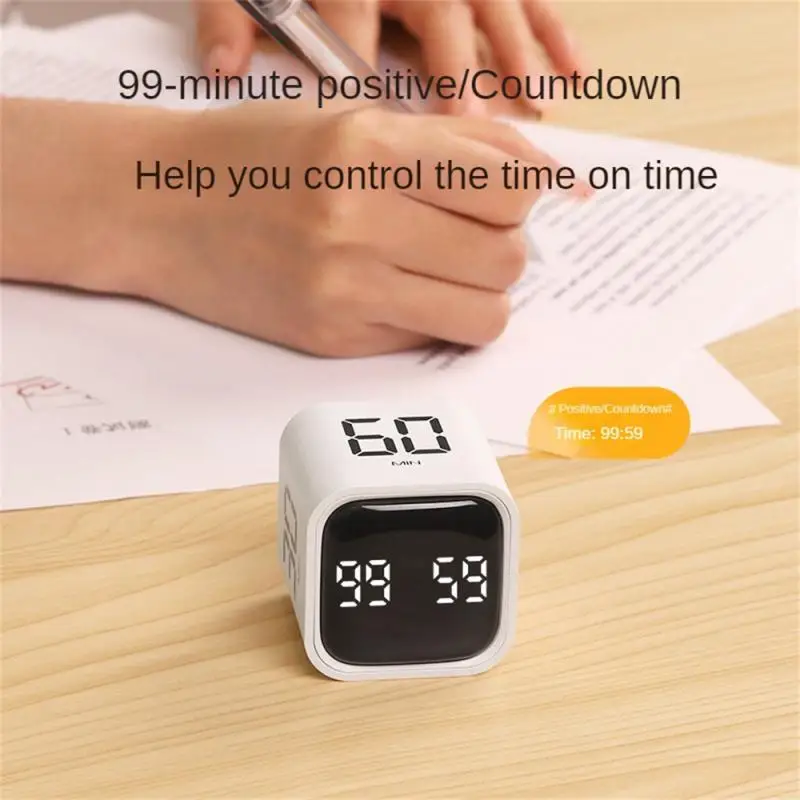 Productivity Cube Timer Gravity Sensor Flipping LED Display 4 Preset Time Dual Modes Countdown Cooking Study Mini Digital Timmer