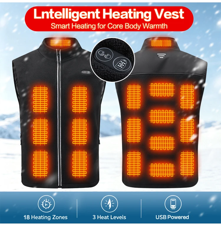Zone 17 Intelligente Heizweste mit Reißverschluss, Isolierende und Wärmeisolierende Jacke für Outdoor-Aktivitäten, ohne Powerpack. Ca – Detail 5