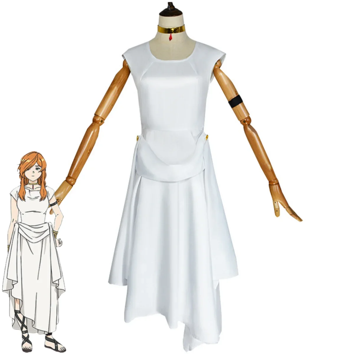 Anime Frieren: Beyond Journey's End Flamme Cosplay Costume White Sleeveless Dress Wig Adult Woman Sexy Birthday Party Suit