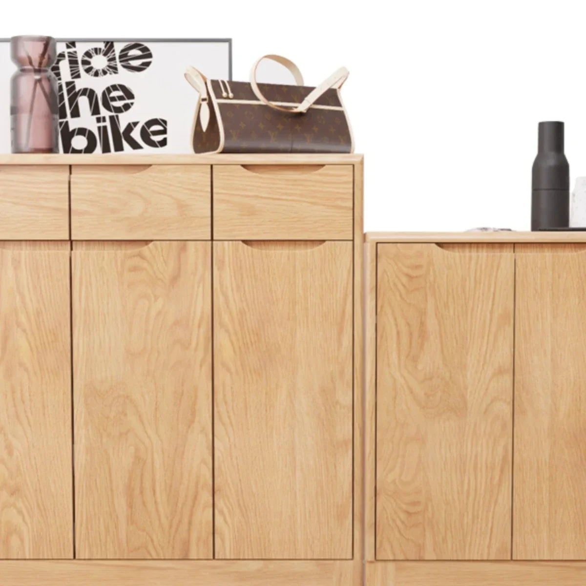 

Solid Wood Oak Nordic Modern Minimalist Living Room 2 Doors 3 Doors 3 Doors Shoe Cabinet