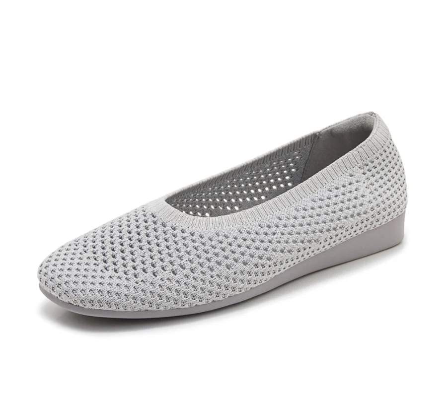 2026 Spring and Autumn Fashion Style Women's Breathable Knitted Mesh Comfortable and Lightweight Shallow Flat Shoes 717-1