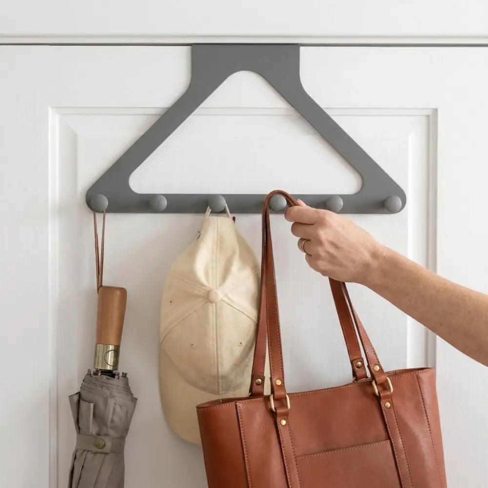 Triangular Door Hook Wall Mounted, PunchFree, Traceless Hanger for Coats, Hats, Bags, and More Organizer Clothes view 4
