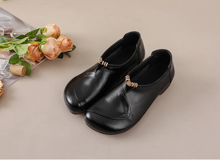 Ethnische V-Ausschnitt Perlenbesetzte Ballerinas Damen Schlichte Vintage Echtleder Mokassins Slip-On Loafer Elegante Alltagsschuhe für Mütter – Detail 21