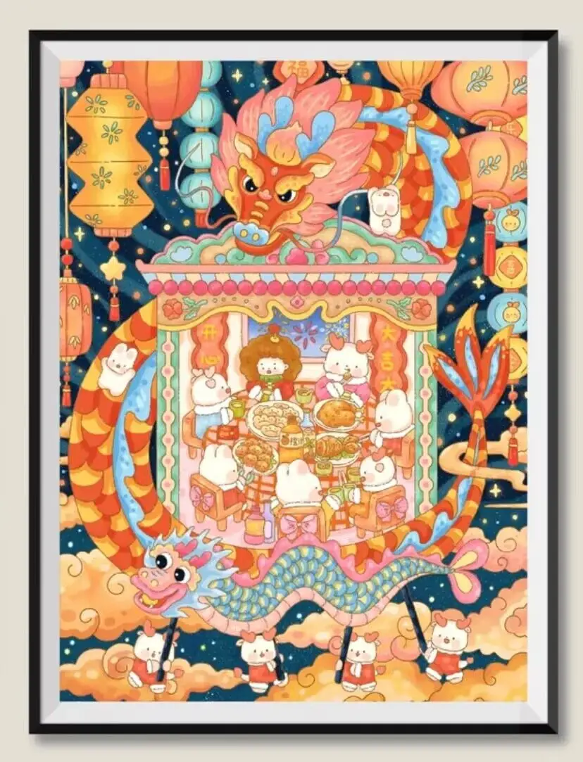 

9ct 60x80cm The year of the Dragon Cross Stitch Embroidery DIY Printed Kits Needlework Set Home Decor Crafts New