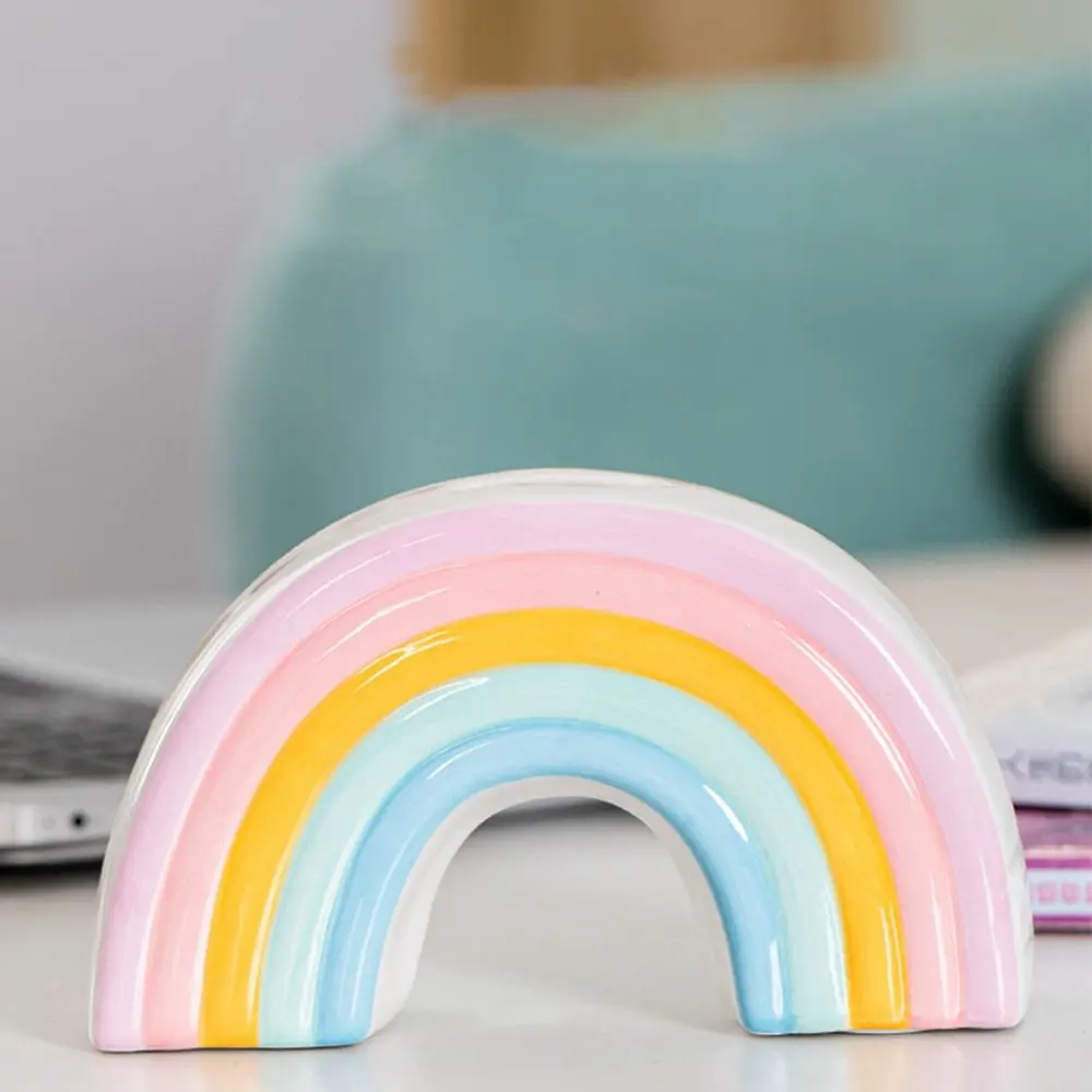 

Funny Ceramic Rainbow Piggy Bank Mini Cartoon Rainbow Savings Can Handicraft Cartoon Saving Box Living Room