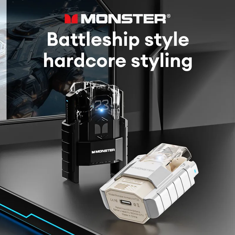 Monster-auriculares inalámbricos XKT23 con Bluetooth V5.4, dispositivo de audio estéreo HIFI con micrófono, bajo nivel de juego, Voz HD