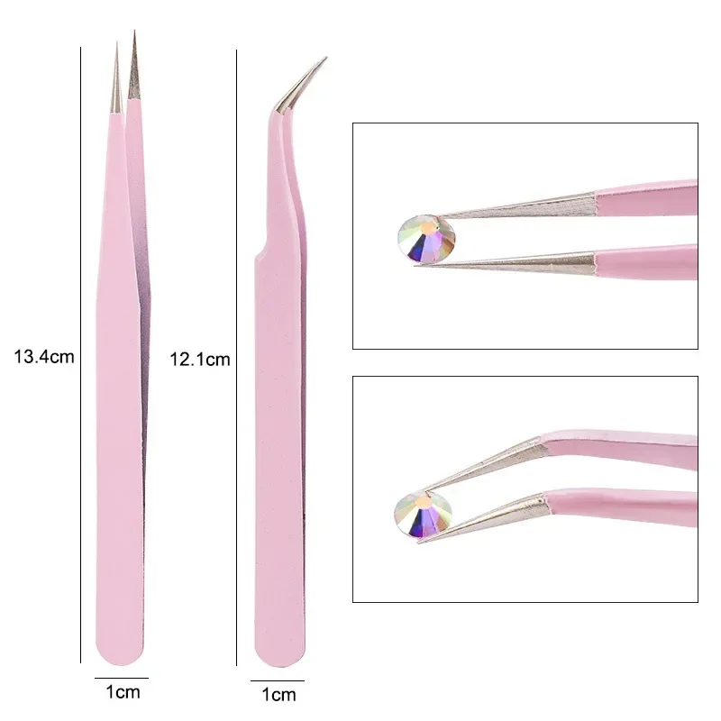 Stainless Steel Multipurpose Eyebrow Tweezers for Makeup Nail Art Rhinestone Pick Tool - Precision Decoration Grooming