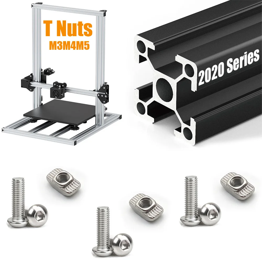120-Piece T-Slot Nut and Hex Bolt Set, Compatible with All 2020 Series Industrial Aluminum Profiles for Aluminum Frame Assembly