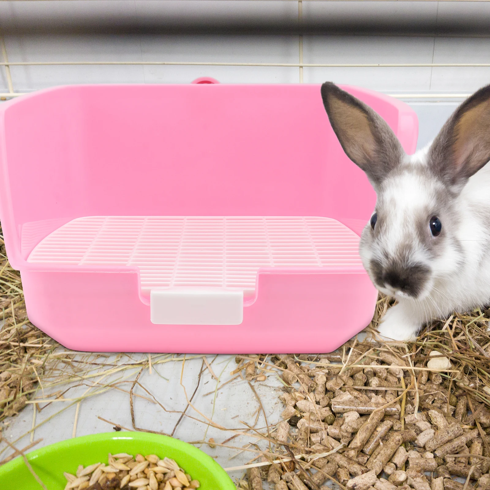 

1pc Toilet Basin Detachable Grids Durable Plastic Pee Pan For Guinea Pig Ferret Chinchilla Small Animal Cage Accessory Mini