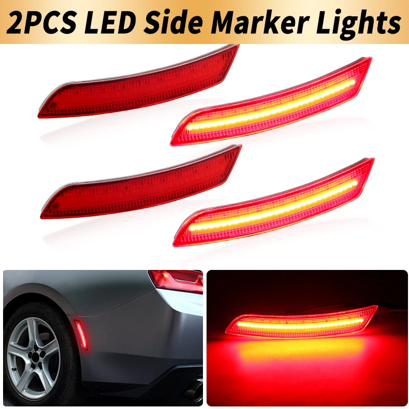 

2/4X красные линзы, светодиодные боковые габаритные огни на крыльях, указатели поворота Canbus для Chevrolet Chevy Camaro Cadillac CTS ATS, автомобильные аксессуары