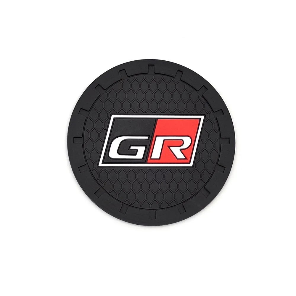 2PCS/LOT 6.6CM Car Anti Slip Mat Coaster Car Water Cup Slot Decorate Accessories Case For Toyota GR Gazoo Racing Auto Styling