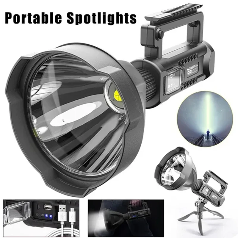 

P90 Portable Powerful LED Flashlight Mountable Bracket Handheld Searchlight USB Rechargeable Spotlight Waterproof Torch Light