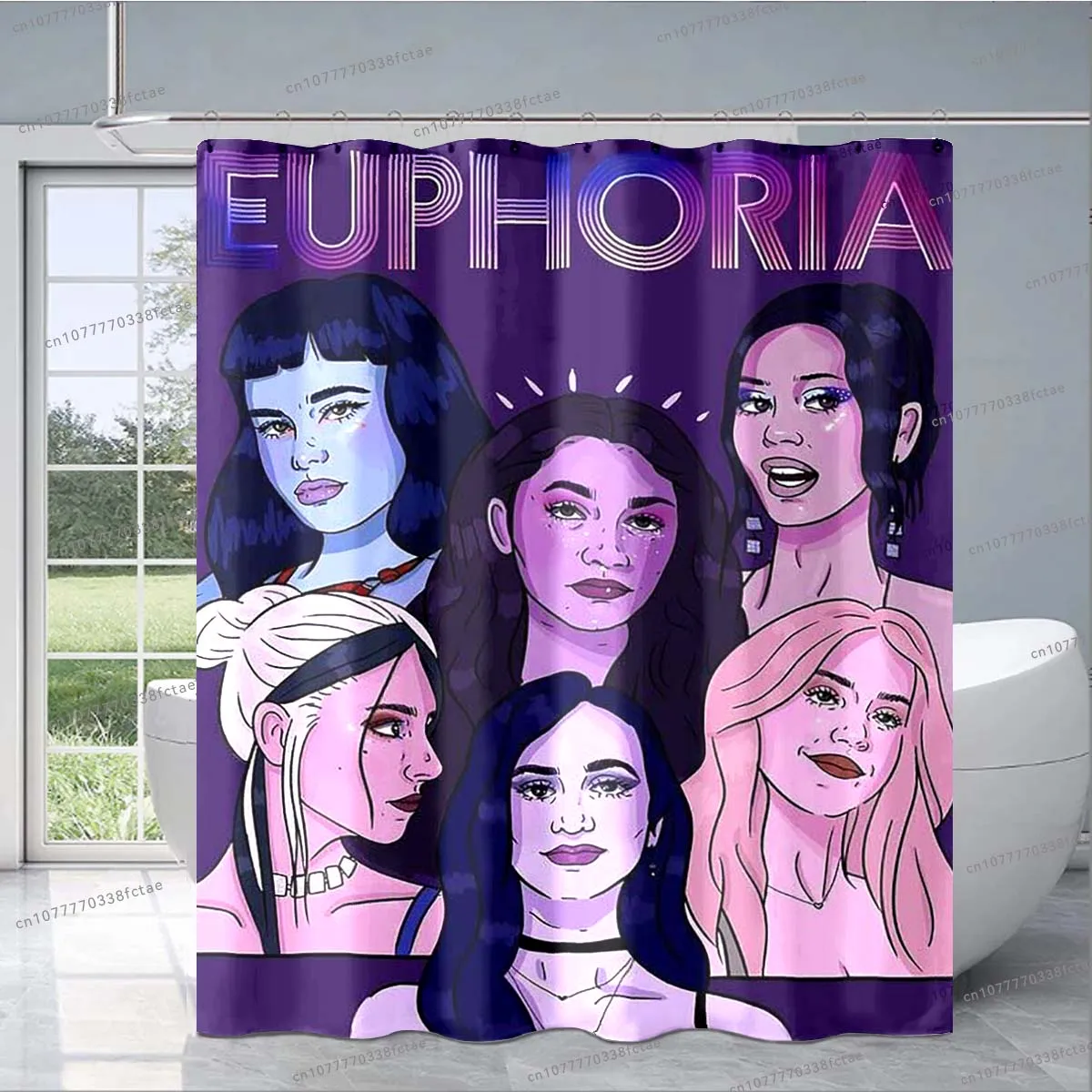 ستارة استحمام بنمط تلفزيون eipporia ، نمط كولاج ، ديكور حمام أرجواني ، هدية للكبار والأطفال