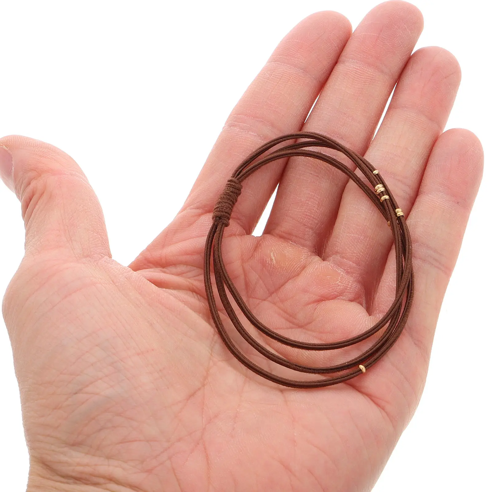 

10Pcs Beaded Hair Ties Golden Bead Decor Triple Layer High Elasticity No Damage Hair Bands for Women Daily Wear Stylish