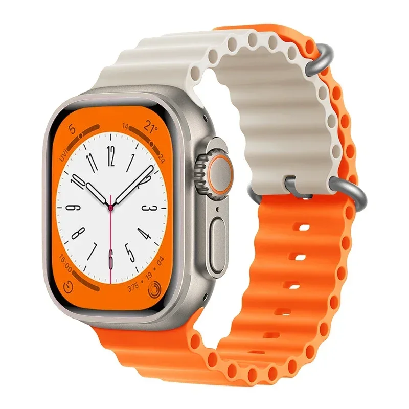 Ocean Silikonowy pasek do Apple Watch 49 mm 45 mm 41 mm 44 mm 40 mm 42 mm 38 mm Oddychająca bransoletka Ultra 2 9 8 7 6 5 4 3 SE