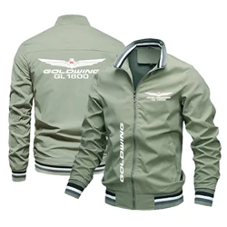 Lente En Herfst Newhonda Rood Gouden Vleugels Gl1800 Bikerjack, Pilot Mode Windjack Trendy Honkbalpak Heren Moto Logo