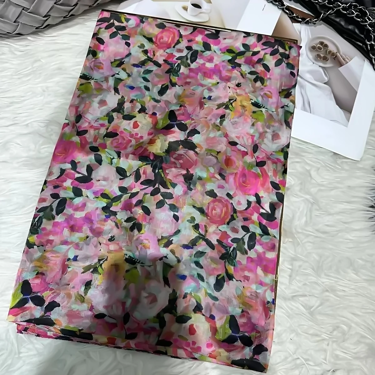 New Women Pink 100% Silk Scarf Hijab Bufandas Fashion Chinese Rose Floral Design Long Neck Head Scarves Beach Shawls Foulard