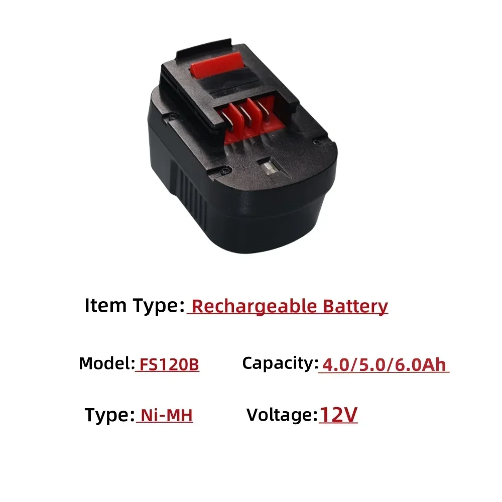 Rechargeable tool battery A12 A12EX FSB120B A1712 HP12K HP12 drill bit battery suitable for Black&Decker's 12V 4000mah 5000mah 6