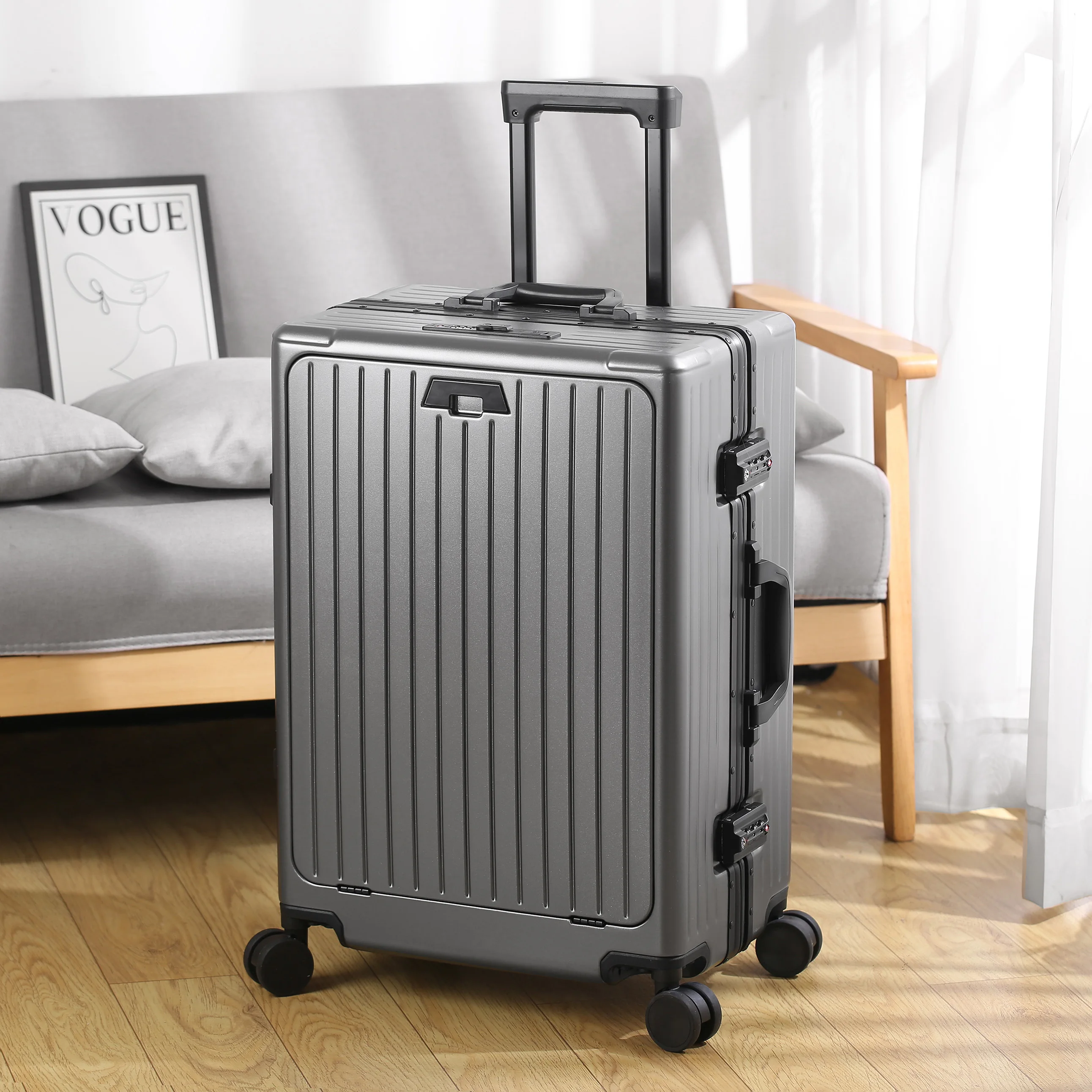 

New top quality aluminum travel luggage business trolley suitcase bag spinner boarding carry on rolling luggage 20/24/26/29 inch