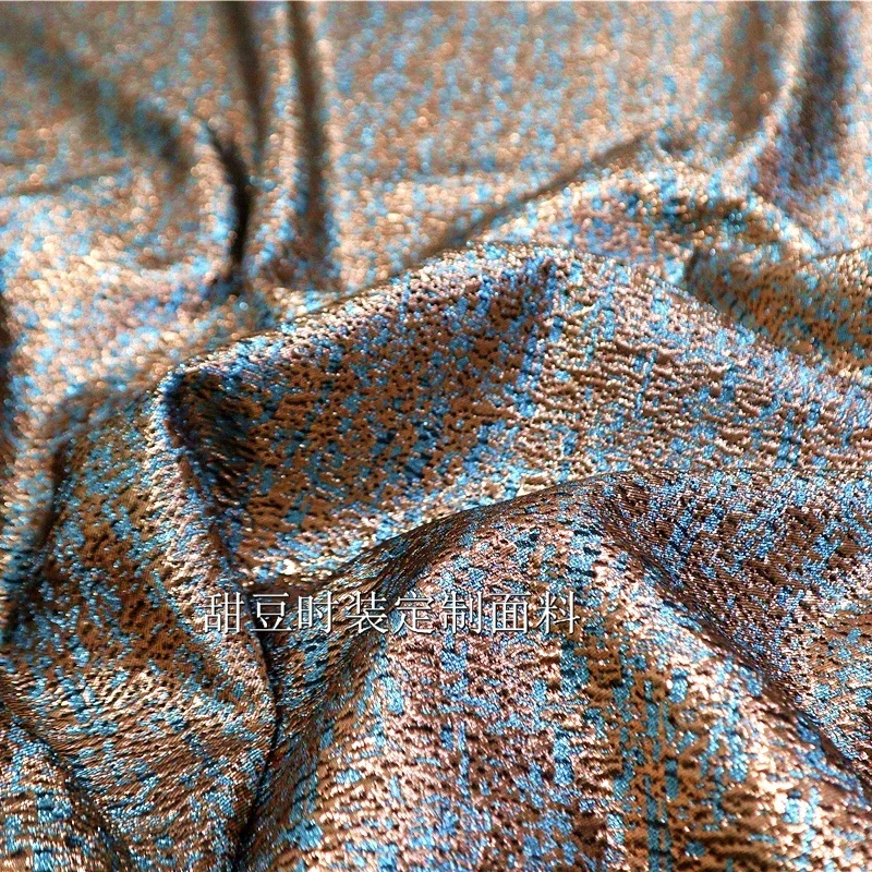 Gold Silk Brocade Jacquard Fabric Spring Autumn Winter Yarn Dyed Dress Fashion European Brand Design Sewing Wholesale Cloth