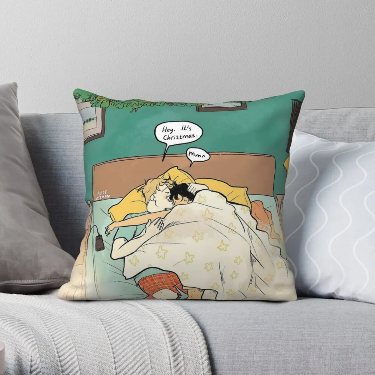 

Christmas Morning Nick And Charlie Pillowcase Polyester Linen Velvet Pattern Zip Decor Pillow Case Bed Cushion Cover