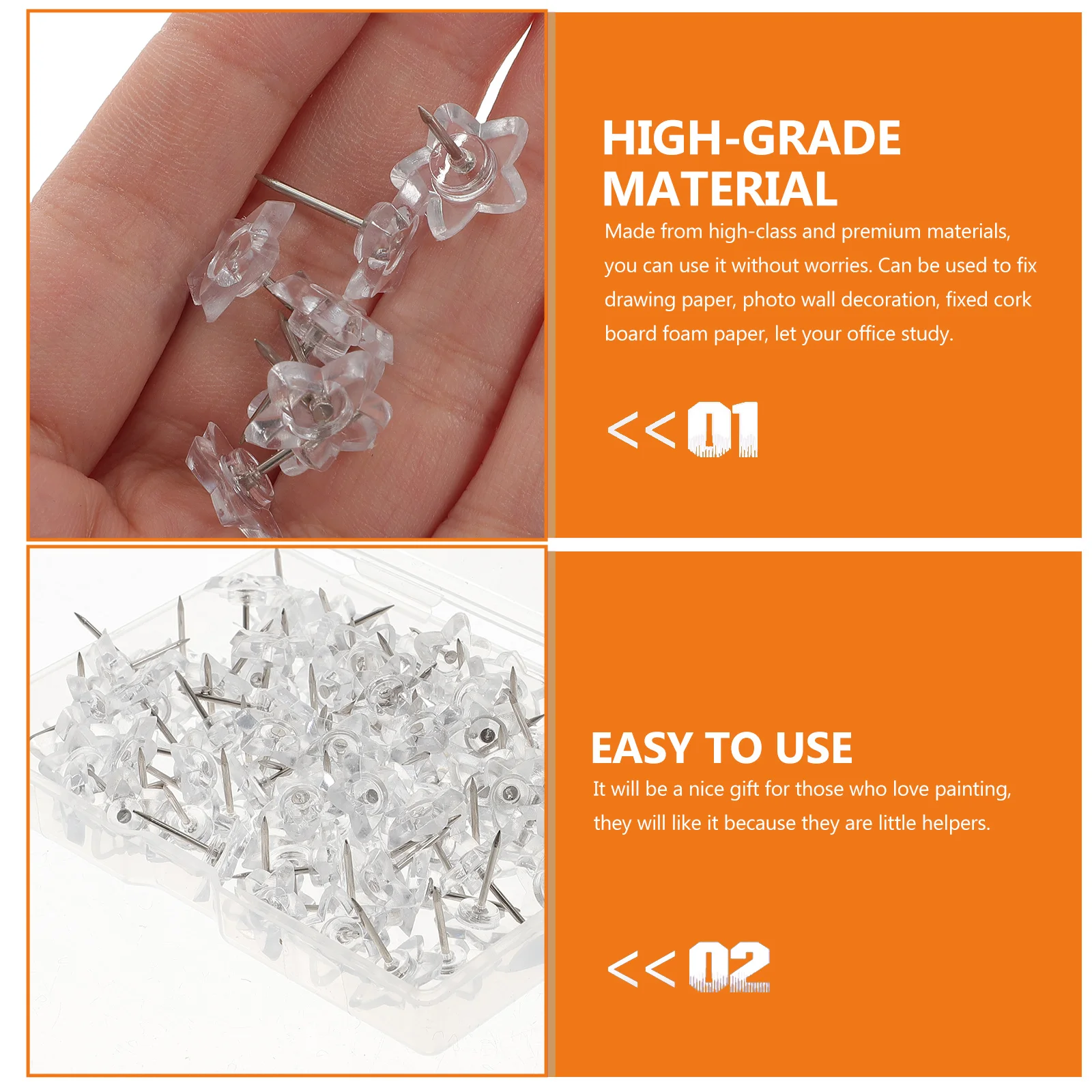 

100Pcs Pushpins Delicate Multi-Function Thumbtacks Office Home Study Cork Board Fixers Reusable Small Thumbtacks