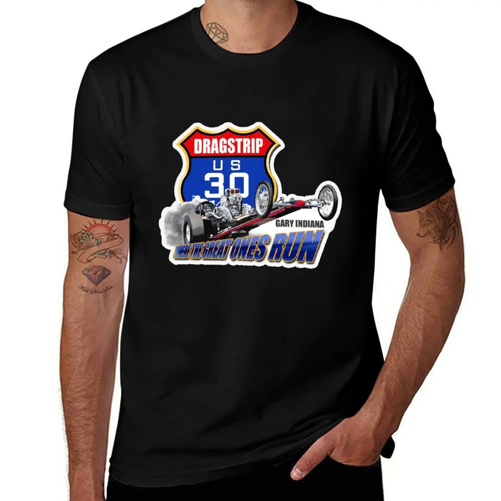 Футболка US 30 Dragstrip, повседневная модная уличная одежда