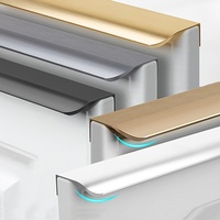 Black/Gold/Gray Cabinet Edge Finger Pull Kitchen Concealed Drawer Pulls Aluminum Alloy Hidden Door Handle,Arc Furniture Handles