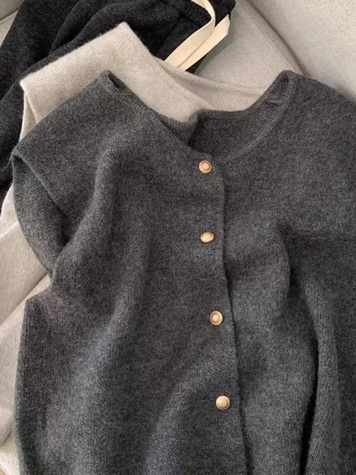 

Women's Knitted Vest Top Svel Outerwear Layering Button-Up Base irt Artistic Commute Sle Loose Fit Winter Season