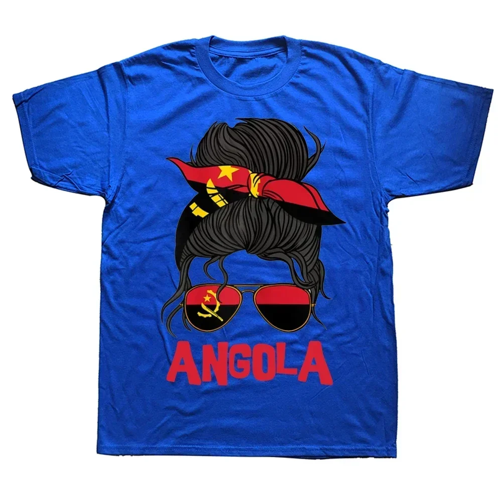 Summer Style Graphic Cotton Streetwear Short Sleeve Birthday Gifts T-shirt Mens Clothing Funny Angola Girl Angolan Flag T Shirt view 4