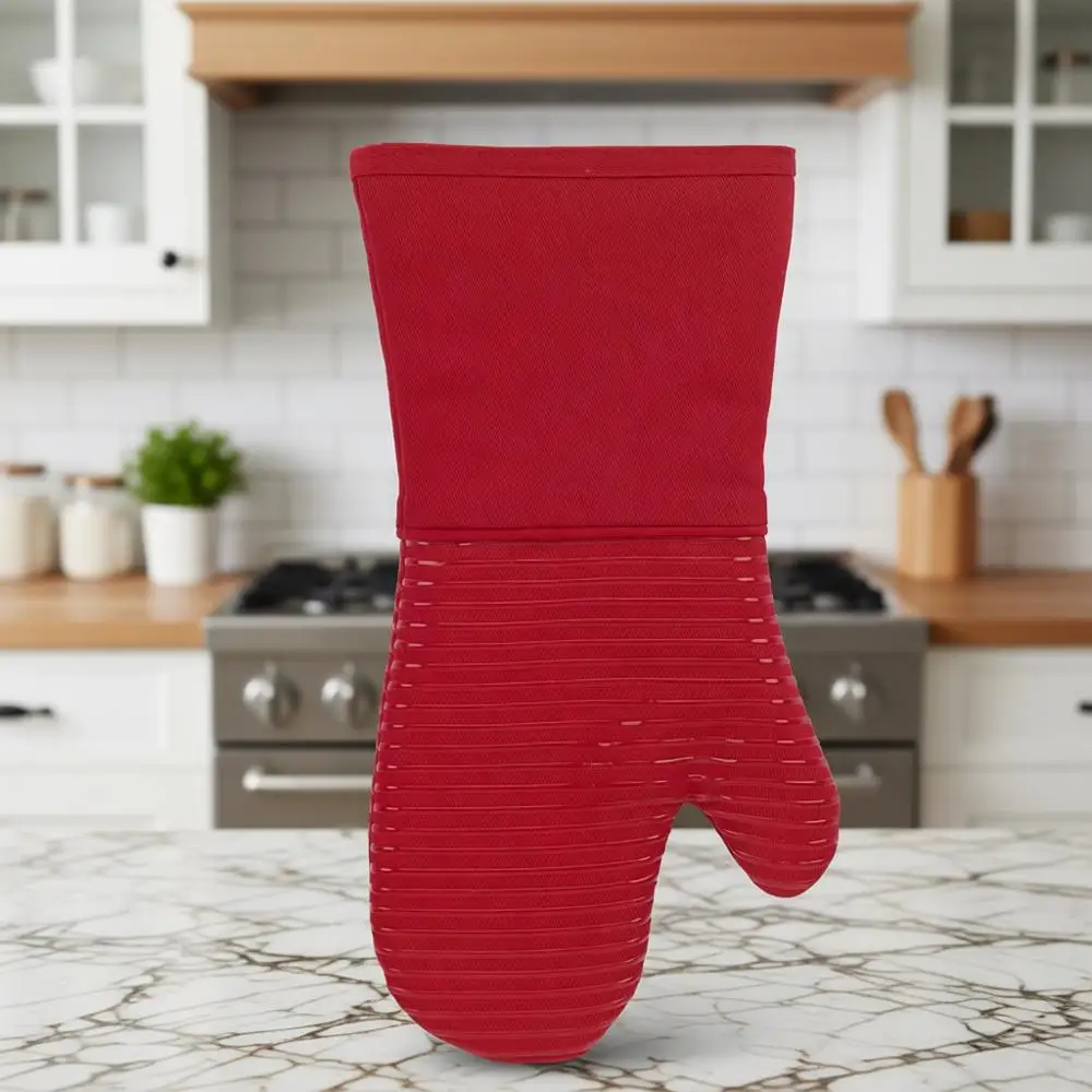 

Dual-Layered Heat-Resistant Oven Mitts, 500°F, 14x7, 2-Pack, Chili Pattern