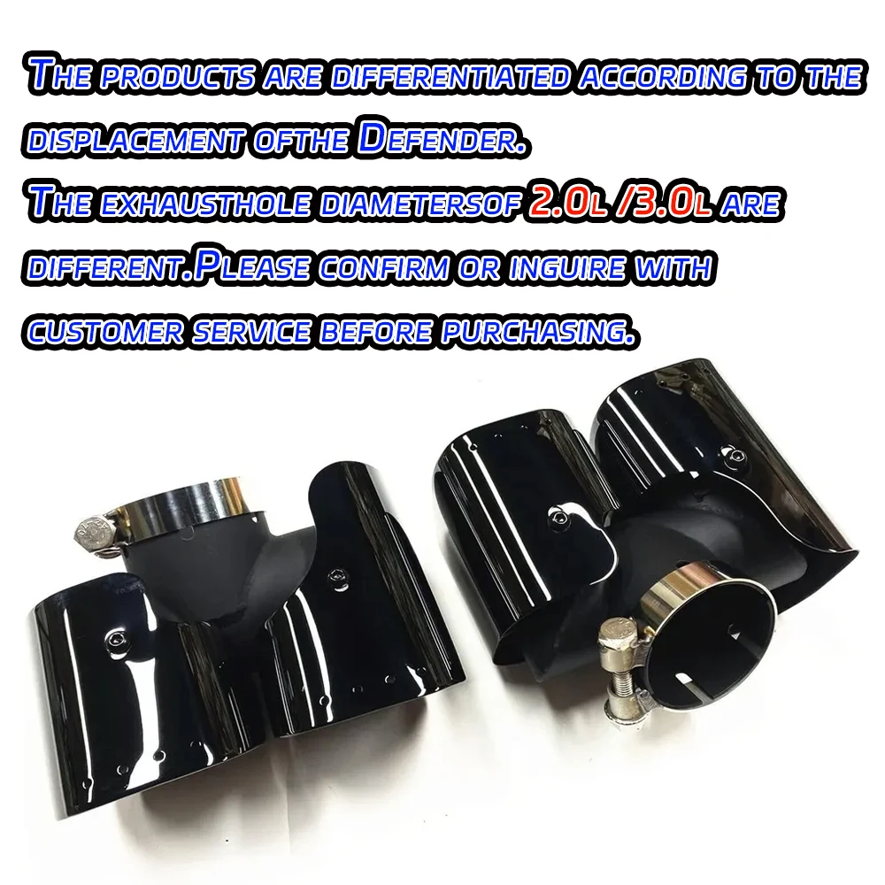 3Pc Tail Pipe Throat Dual Exhaust Accessories Fit 2020-2025 Defender 110 130 90 Car Accessories