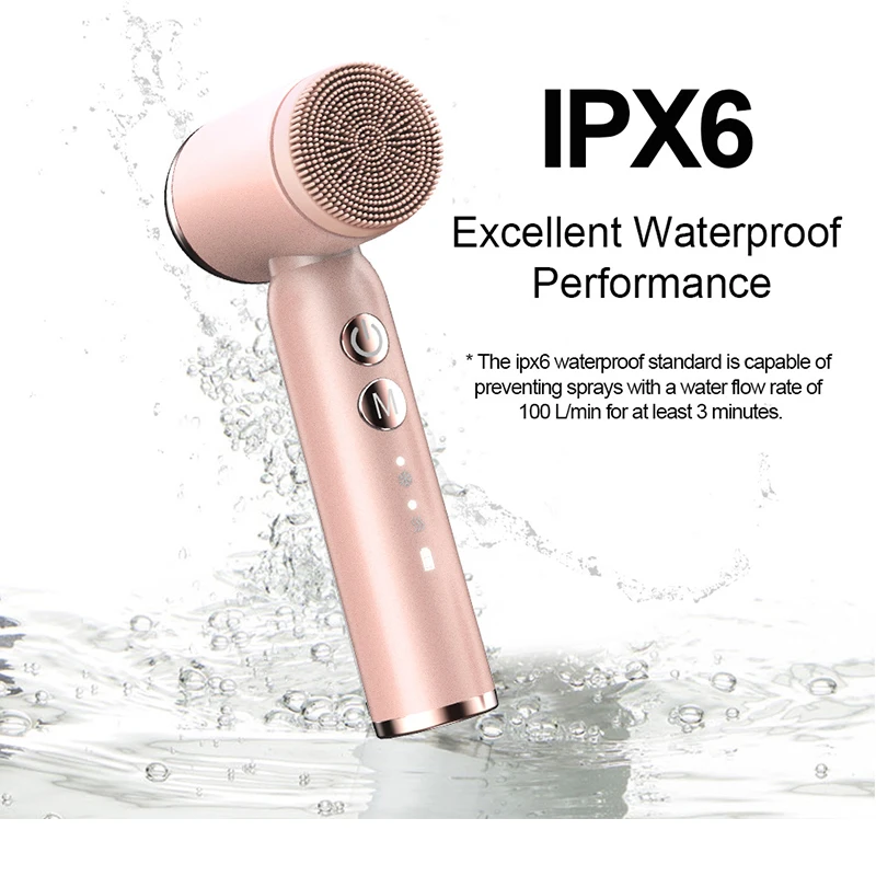 Hot Sell 6 In 1 Facial Cleaning Brush Waterproof Pore Cleanser Spin Roller Sonic Massager Silicone Electric Face Brush Cleanser