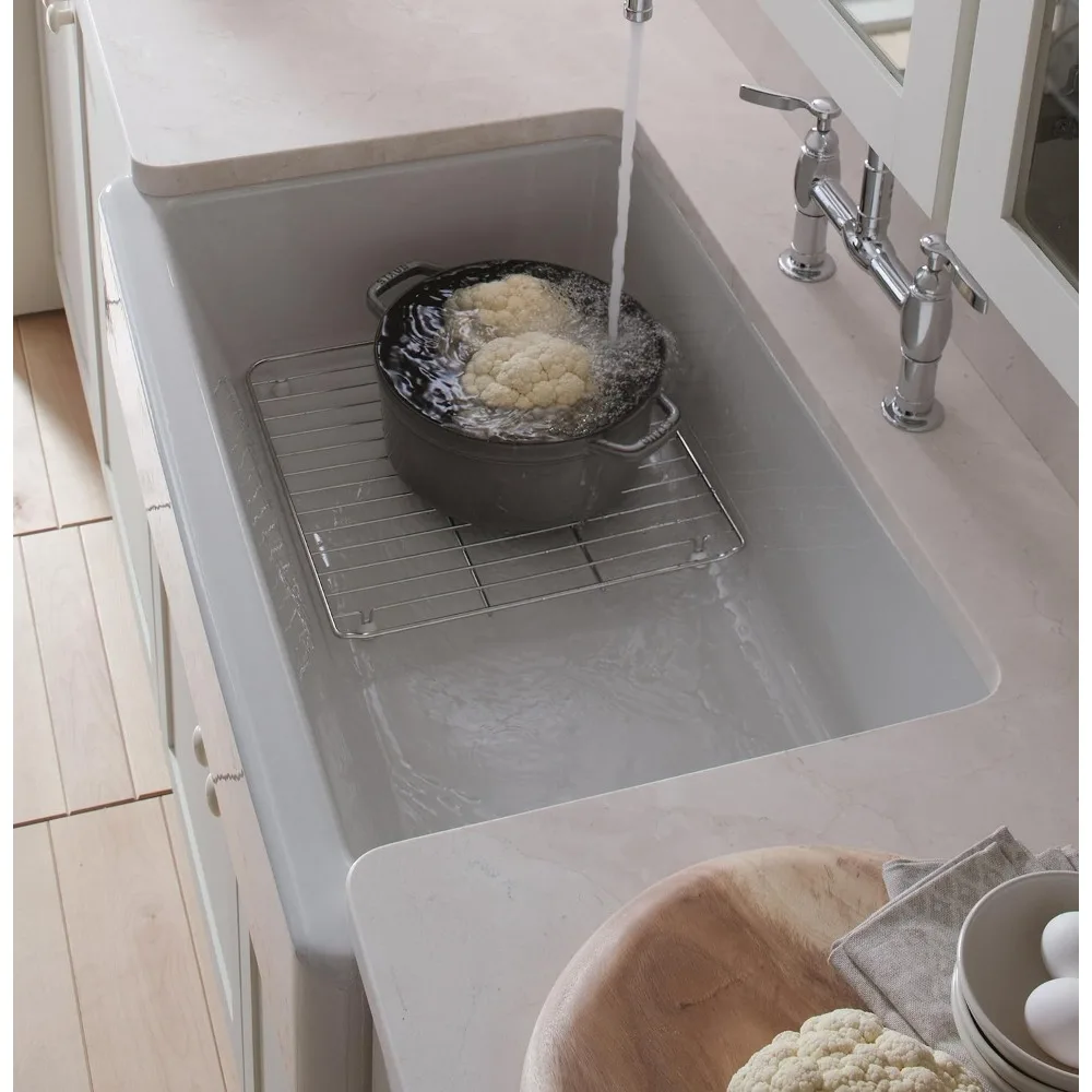 KOHLER 6639-ST estante de lavabo inferior, bastidores de fregadero de acero para fregadero de 36 ", incluye bastidores izquierdo y derecho, inoxidable