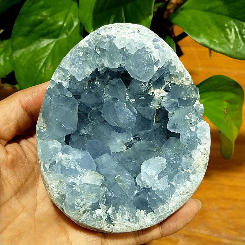 Natural Stone Celestine Geode Crystal Mineral Samples Home Decor Cavity Witchcraft Energy Feng Shui Crystal Ornaments