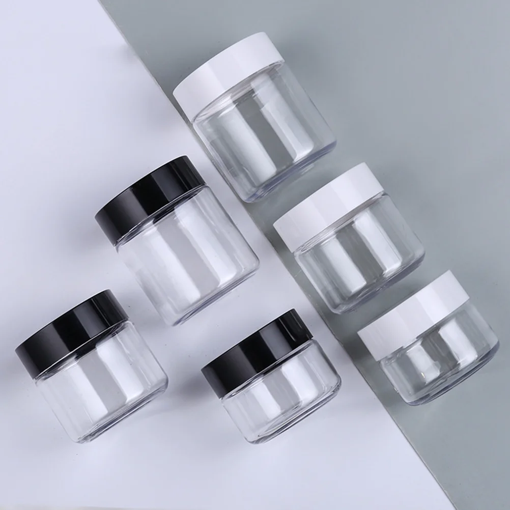 6 Stück leere Kunststoff-Vorratsdosen, runder Topf, schwarz, 120 ml, 100 ml, 60 ml, auslaufsicherer Reisebehälter für Creme-Flüssigkeitsproben