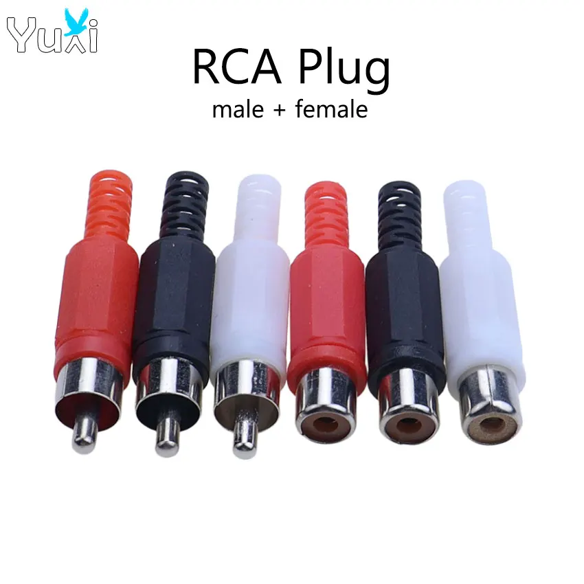 YuXi 10pcs Plastic Lotus Audio And Video Cable Adapter RCA Welding Head AV Female Male Plug Connector
